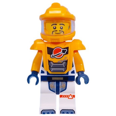 Minifigurka LEGO Astronaut, White Spacesuit, Bright Light Orange Armor and Helmet, Goatee