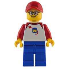 Minifigurka LEGO Man - White Torso, classic Space Logo, Blue Legs, Red Cap