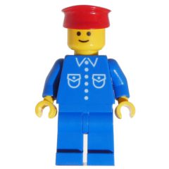 Minifigurka LEGO Blue Torso, Blue Legs, Red Hat