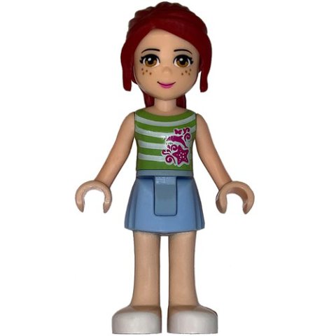 Minifigurka LEGO Mia - White/Lime Top, Bright Light Blue Skirt