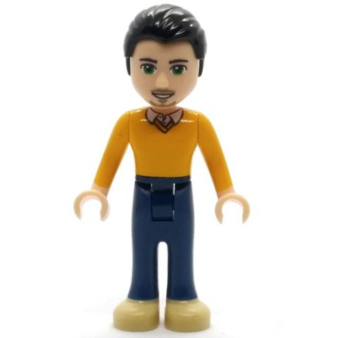 Minifigurka LEGO Luis - Orange Sweater, Dark BLue Trousers