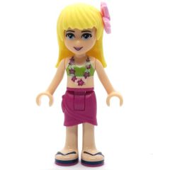 Minifigurka LEGO Stephanie - Lime Bikini, Magenta Skirt, Bright Pink Flower