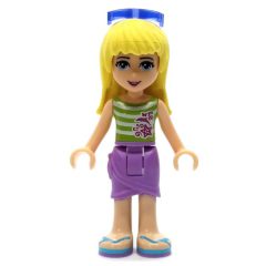Minifigurka LEGO Stephanie - White/Lime Top, Lavender Skirt, Glasses