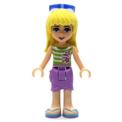 Minifigurka LEGO Stephanie - White/Lime Top, Lavender Skirt, Glasses