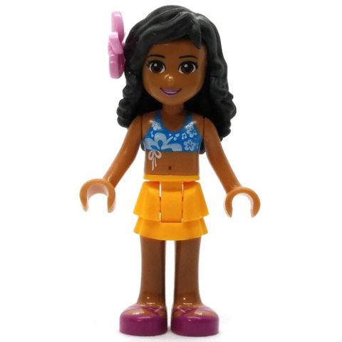 Minifigurka LEGO Kate - Medium Azure Bikini, Bright Light Orange Skirt, Flower