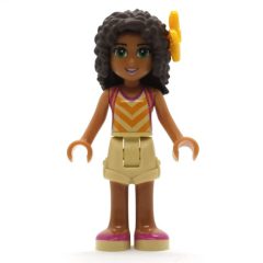 Minifigurka LEGO Andrea - Bright Light Yellow Top, Tan Shorts