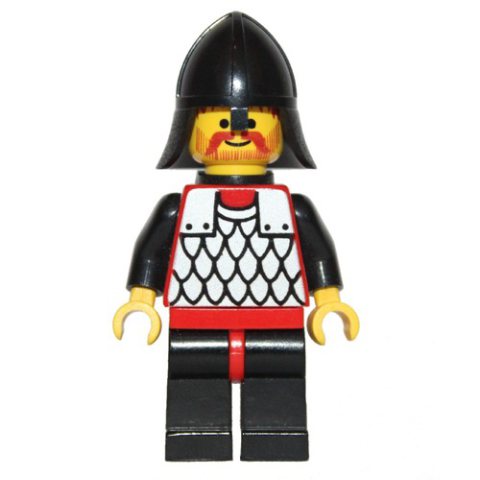 Minifigurka LEGO Knight (Scale Mail on Red) - Black Arms, Black Legs, Black Neck-Protector, Plastic Cape