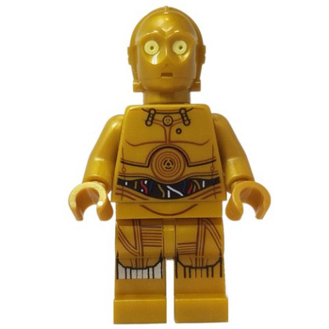 Minifigurka LEGO C-3PO, Pearl Gold, Colorful Wires, Printed Legs