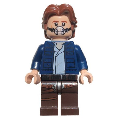 Minifigurka LEGO Han Solo, Dark Blue Jacket, Dark Brown Legs, Printed Breathing Mask