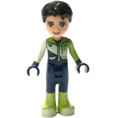 Minifigurka LEGO Nate - White/Lime Ski Vest, Dark Blue Trousers