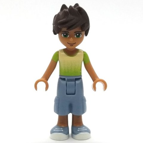 Minifigurka LEGO Liam - Bright Green/Yellow Shirt, Sand Blue Trousers