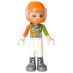 Minifigurka LEGO Mia - Bright Light Orange/Lime Racing Suit, Bright Light Orange Helmet