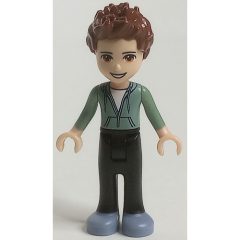 Minifigurka LEGO Ethan - Sand Green Hoodie, Black Trousers, Open Mouth