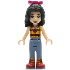 Minifigurka LEGO Vicky - Yellow Plaid Shirt, Sand Blue Trousers, Magenta Bow