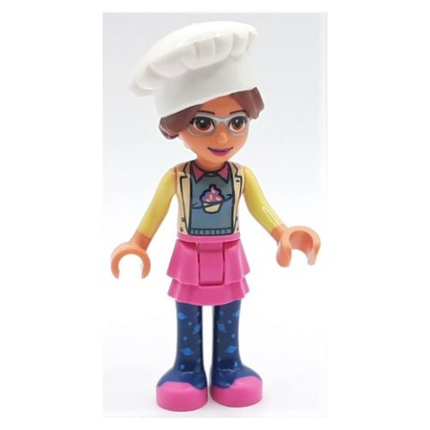 Minifigurka LEGO Olivia - Bright Light Yellow Jacket, Dark Pink Skirt, Chef's Hat