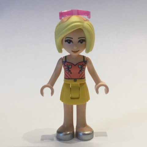 Minifigurka LEGO Roxy - Coral Top, Yellow Skirt, Sunglasses
