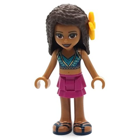 Minifigurka LEGO Andrea - Dark Azure Bikini, Magenta Skirt, Flower