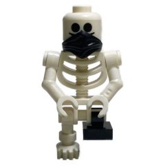Minifigurka LEGO Skeleton, Standard Face, Bandana, Short Black Leg
