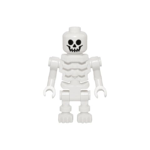 Minifigurka LEGO Skeleton, Standard Face, Angular Rib Cage, Bent Arms, Vertical Hand Clips