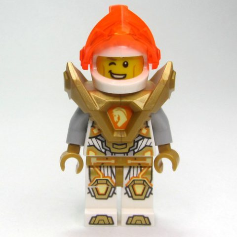 Minifigurka LEGO Lance Richmond with Trans-Neon Orange Visor and Shoulder Armor with Orange Chest Emblem