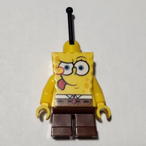 Minifigurka LEGO SpongeBob Squarepants with Tongue Sticking Out and Lever on Head