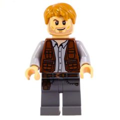 Minifigurka LEGO Owen Grady with Reddish Brown Vest, and Dark Bluish Gray Legs with Holster