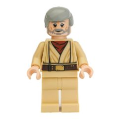 Minifigurka LEGO Obi-Wan Kenobi, Old, Tan Robes, Hair, White Pupils, White and Gray Beard
