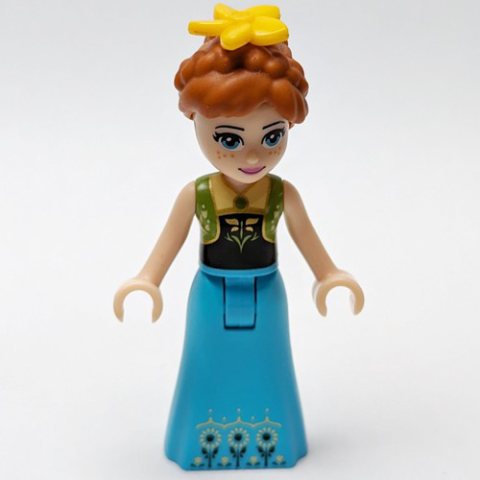 Minifigurka LEGO Anna - Lime Vest, Medium Azure Dress, Braids, Flower