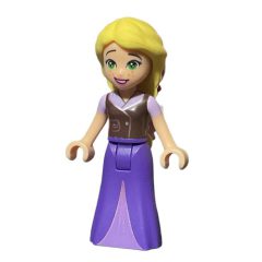 Minifigurka LEGO Rapunzel - Dark Brown Top, Dark Purple Dress, Bows in Hair