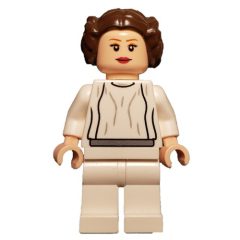 Minifigurka LEGO Princess Leia, White Robe, Dark Brown Hair, Plain Belt