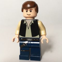 Minifigurka LEGO Han Solo, Black Vest, Dark Blue Legs, Smooth Hair, No Cheek Lines