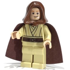 Minifigurka LEGO Obi-Wan Kenobi, Padawan, Reddish Brown Hood and Cape, White Pupils