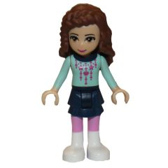 Minifigurka LEGO Olivia - Light Aqua Christmas Sweater, Dark Blue Skirt