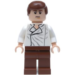 Minifigurka LEGO Han Solo, White Shirt, Reddish Brown Legs, Dual Sided Head Closed Mouth / Closed Eyes