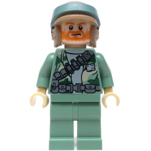 Minifigurka LEGO Rebel Trooper in Endor Uniform, Sand Green Legs, Dark Orange Beard