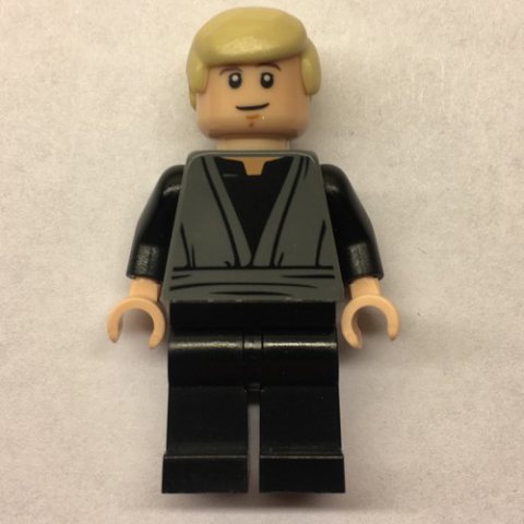 Minifigurka LEGO Luke Skywalker, Dark Bluish Gray Robes, Tan Hair, Dual Sided Head