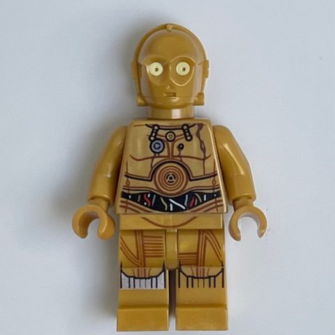 Minifigurka LEGO C-3PO, Pearl Gold, Colorful Wires, Printed Legs, Restraining Bolt