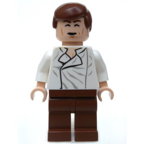 Minifigurka LEGO Han Solo, White Shirt, Reddish Brown Legs, Dual Sided Head Open Mouth / Closed Eyes