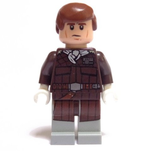 Minifigurka LEGO Han Solo, Hoth Outfit, Dark Brown Jacket with White Neckerchief