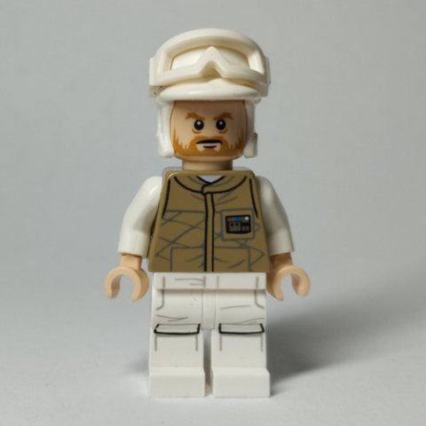 Minifigurka LEGO Rebel Trooper in Hoth Uniform, White Hat, Dark Tan Jacket, Beard