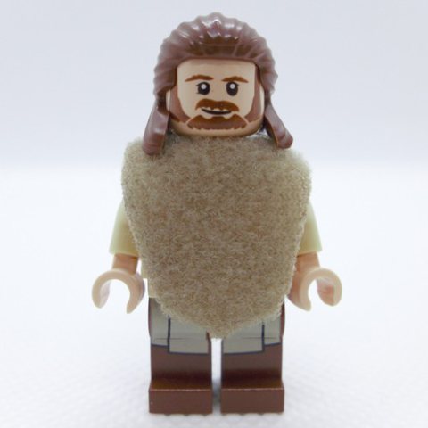Minifigurka LEGO Qui-Gon Jinn, Printed Reddish Brown Legs, Poncho