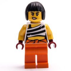 Minifigurka LEGO Crook, White Vest, Orange Legs, Black Hair