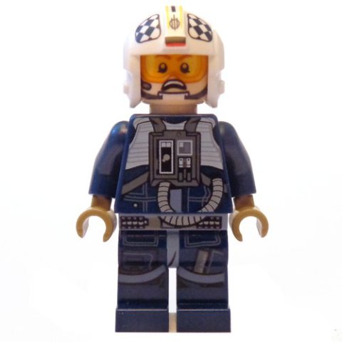 Minifigurka LEGO Rebel Pilot U-wing / Y-wing, Dark Blue Flight Suit, Black and White Checks on Helmet