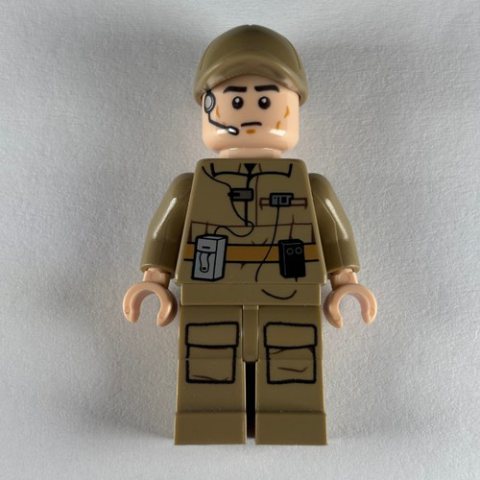 Minifigurka LEGO Rebel Technician / Ground Crew, Dark Tan Uniform, Printed Headset