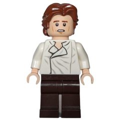 Minifigurka LEGO Han Solo, White Shirt, Dark Brown Legs, Dual Sided Head Open Mouth / Closed Eyes with Closed Mouth, Ruffled Hair