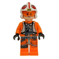 Minifigurka LEGO Luke Skywalker, Orange Rebel Pilot Outfit, Light Bluish Gray Hips, Black Hands, Helmet with Visor