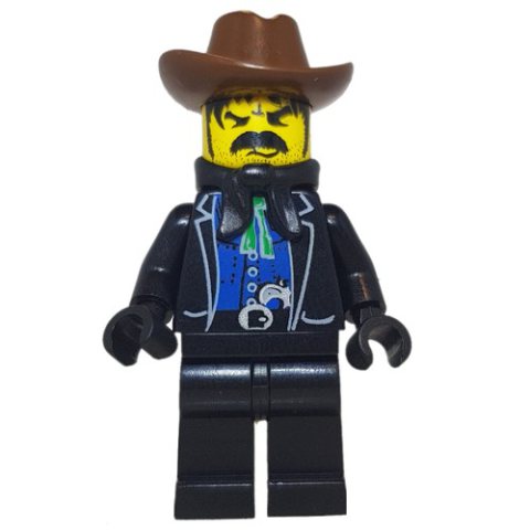 Minifigurka LEGO Bandit - Western, Black Jacket, Black Handkerchief, Brown Hat