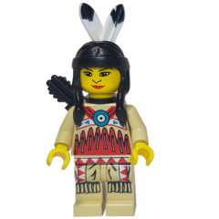 Minifigurka LEGO Indian - Woman, Tan Clothing, Red Trim, Quiver