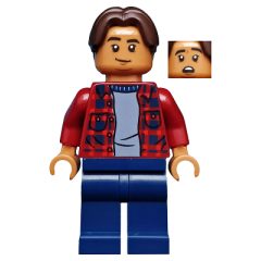 Minifigurka LEGO Ned Leeds with Dark Red Plaid Shirt and Dark Blue Legs