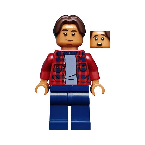 Minifigurka LEGO Ned Leeds with Dark Red Plaid Shirt and Dark Blue Legs